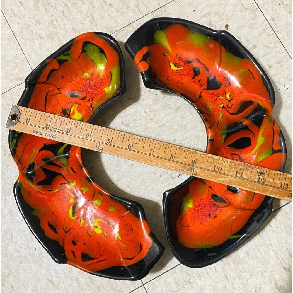 VTG Mid Century California Originals Lava Drip Glaze Boomerang Serving‎ Dish